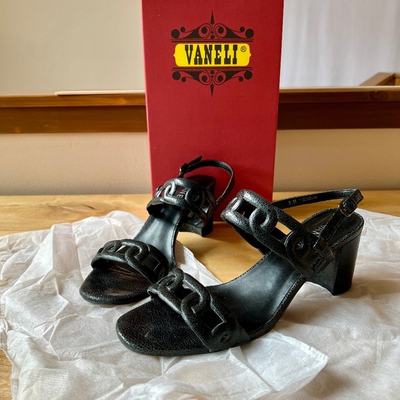 VANELI LEANNE PEBBLE SANDAL 9.5 STRAPPY LEATHER SUMMER VACATION CHUNKY SLINGBACK - Picture 1 of 12